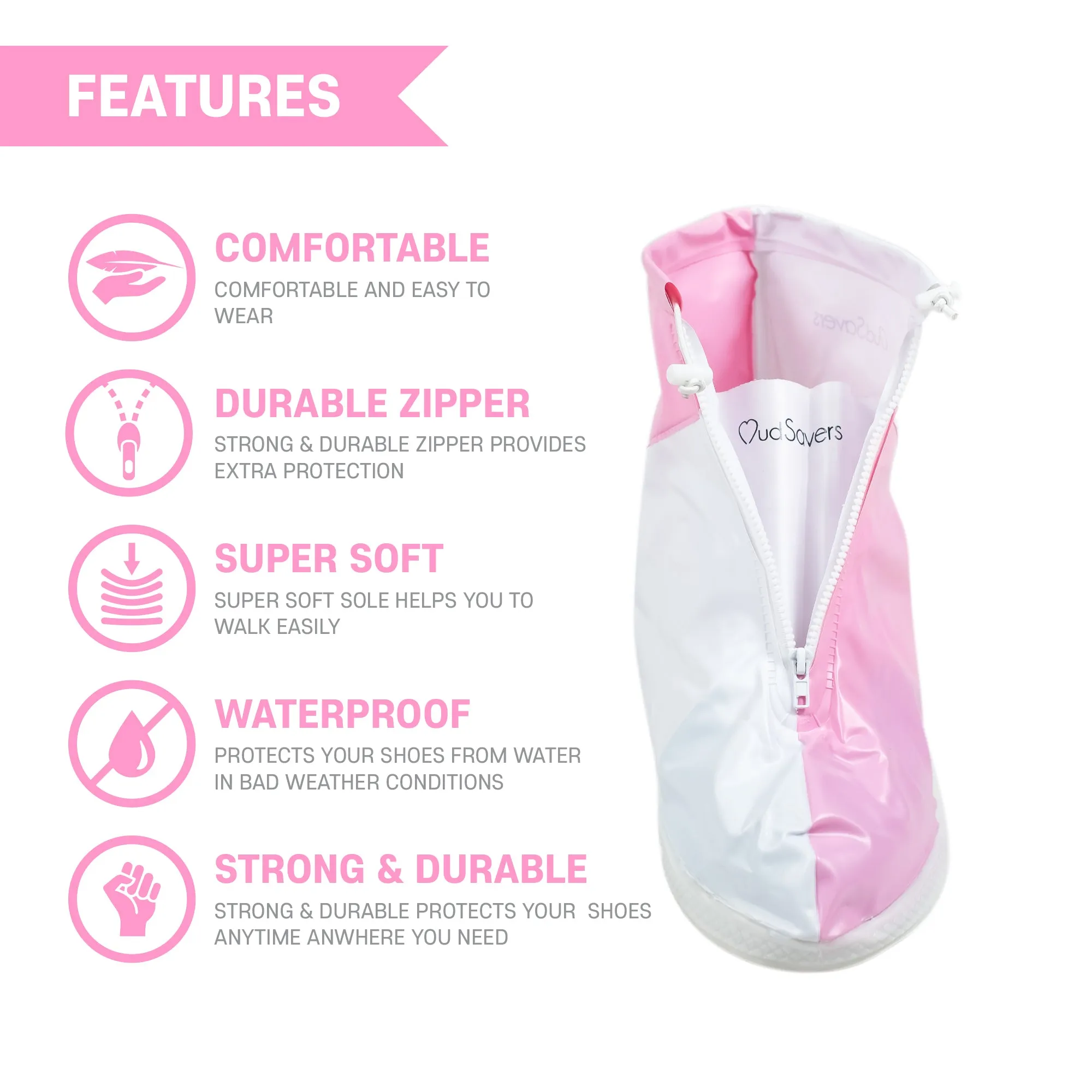 MudSavers Pink/White Footwear Protectors