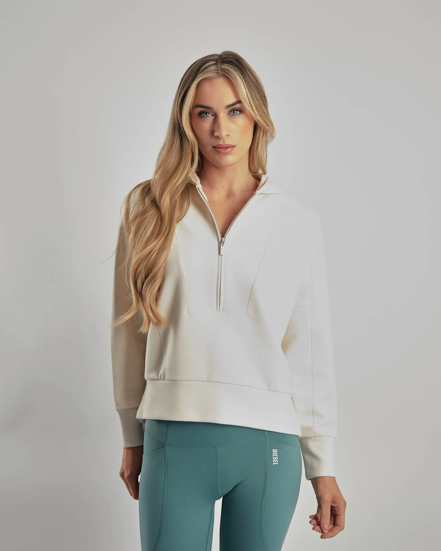 Mya Half Zip Hood - Vanilla White