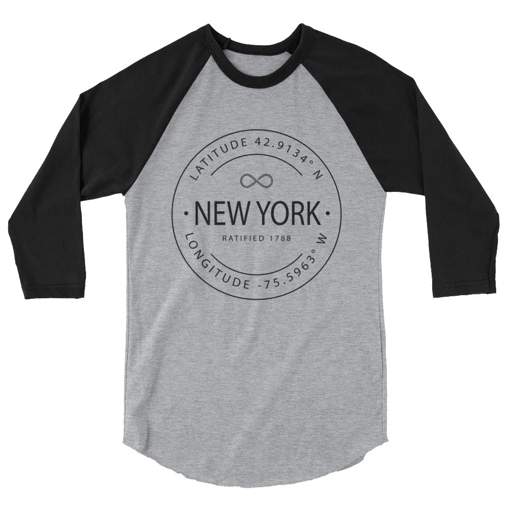 New York Raglan Shirt - 3/4 Sleeve - Latitude & Longitude