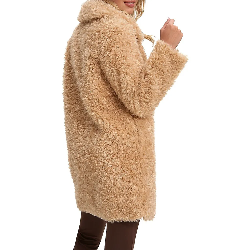 Noize Angie Mid-Length Faux-Shearling Coat