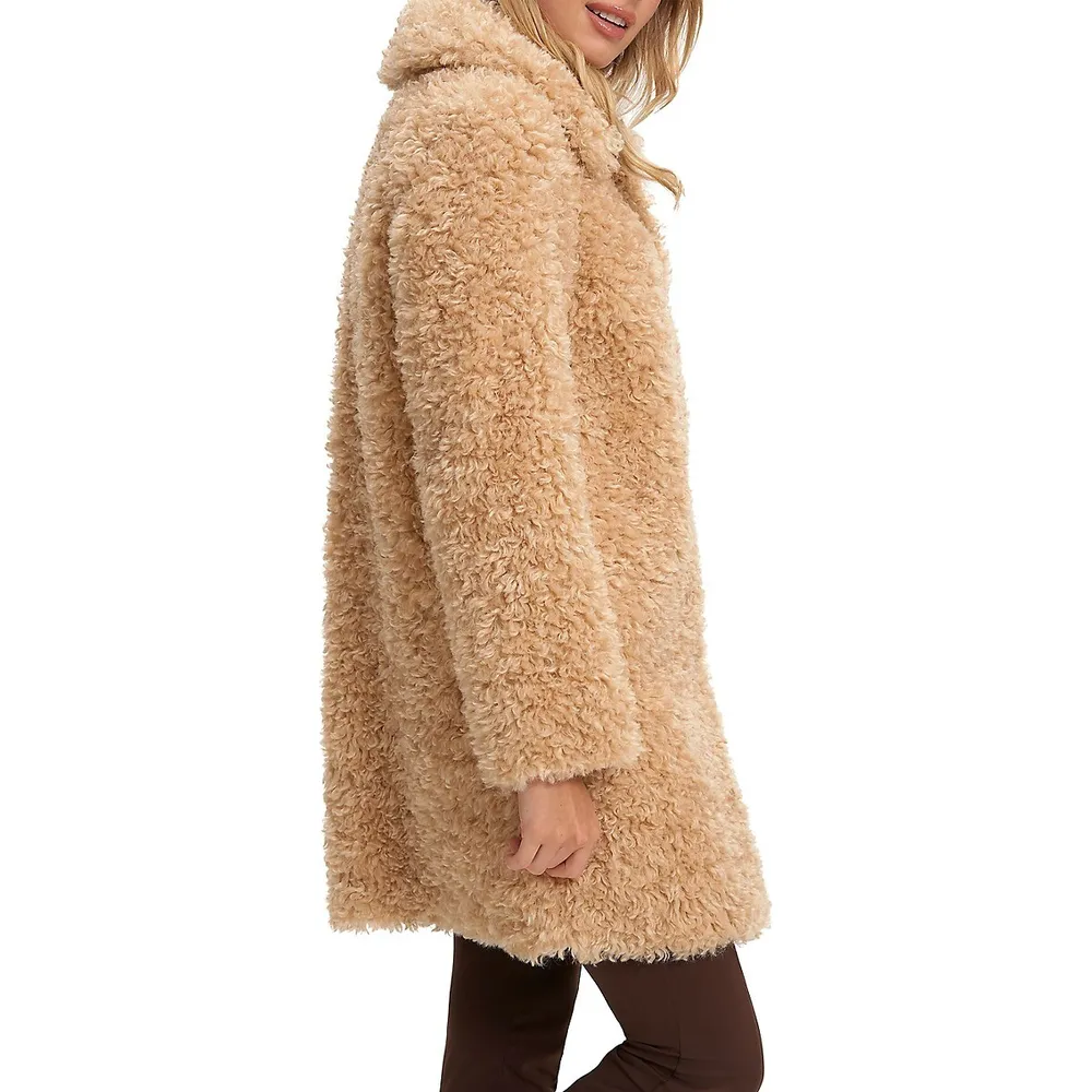 Noize Angie Mid-Length Faux-Shearling Coat