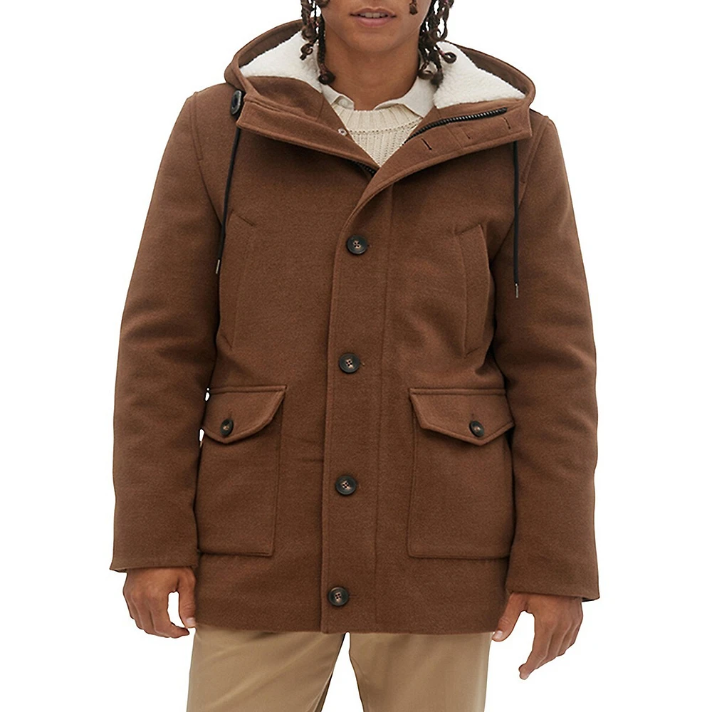 Noize Malik Faux Shearling Hooded Coat