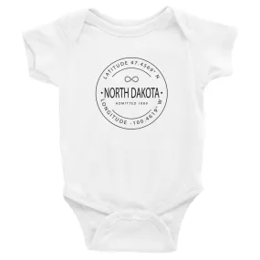 North Dakota Baby Onesie - Coordinates - Lat Long