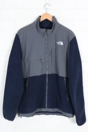 North Face Navy Grey Panel Zip Up Fleece Jacket (L-XL)