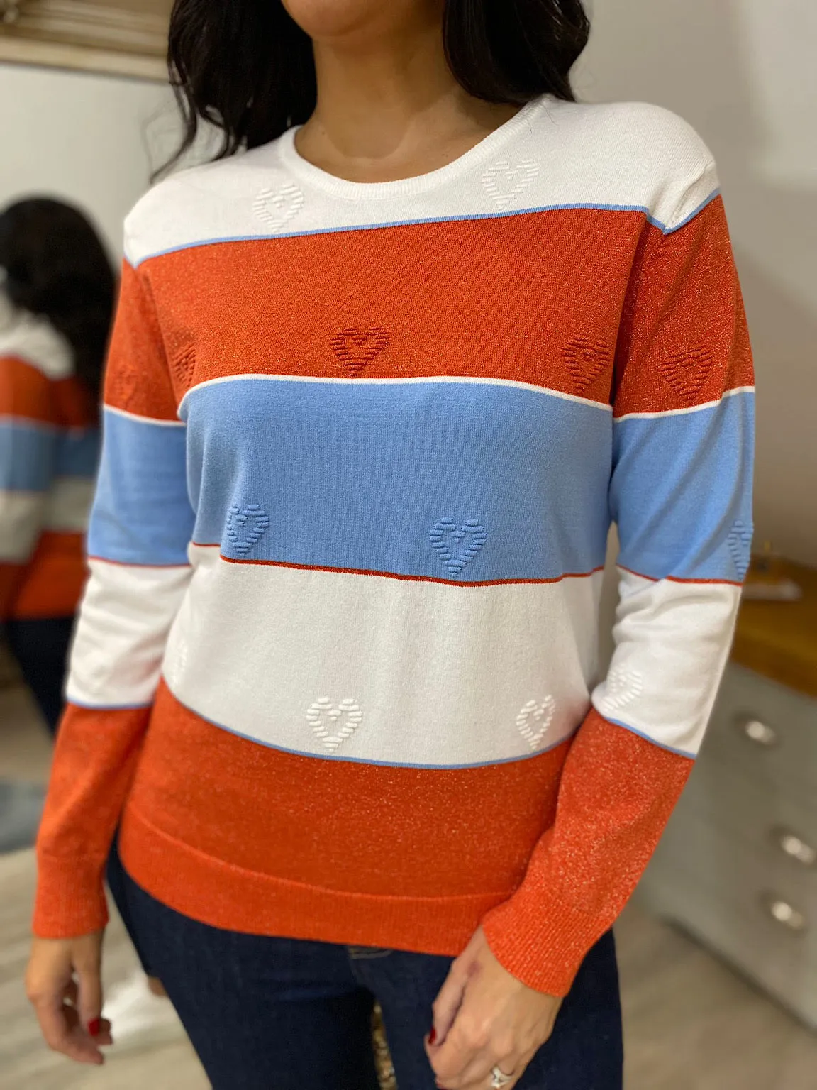 Orange heart jumper Tammy.