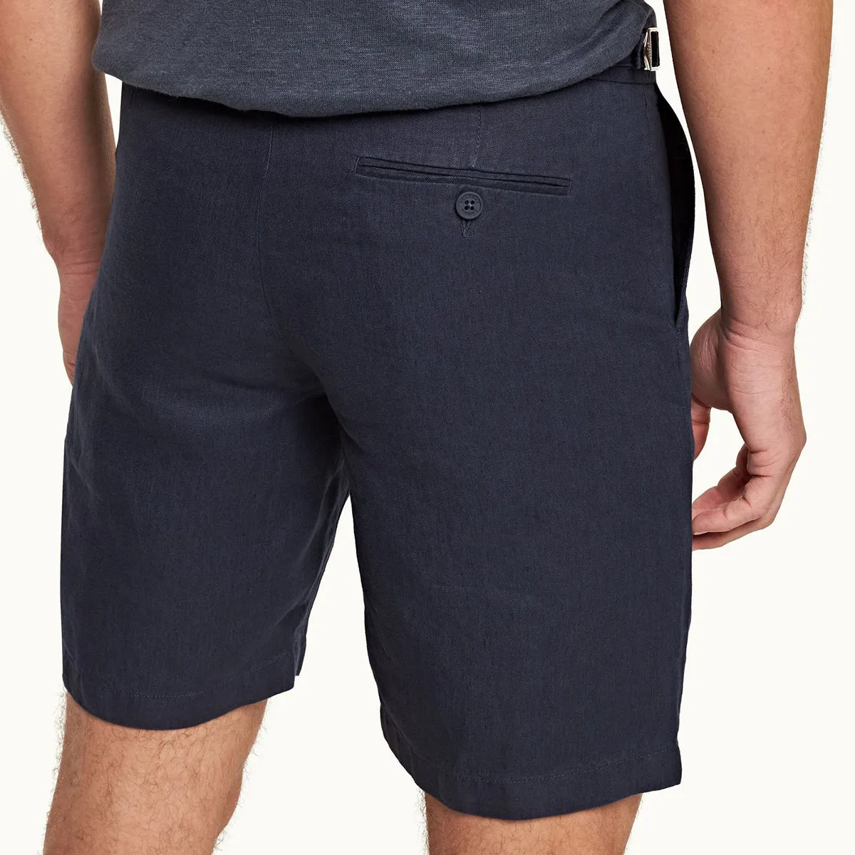 Orlebar Brown - Norwich Linen Tailored Shorts in Navy