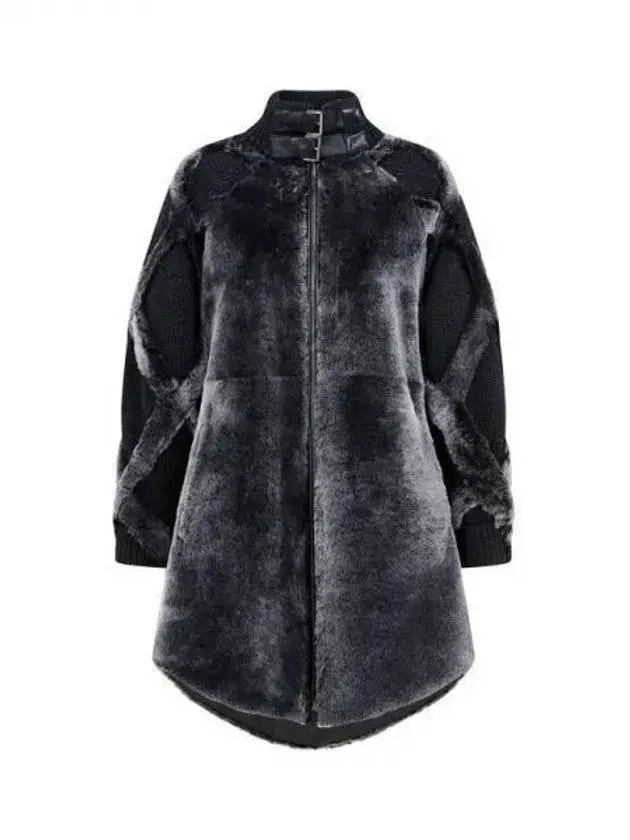 Overseas Station Season Big Chance 8 18 Women s Knit Sleeve High Neck Shearling Coat Black 271182