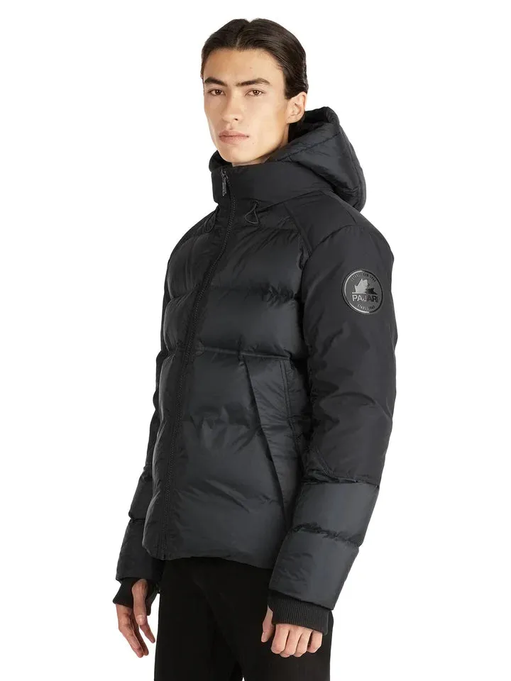 Pajar Men's Griffen Mixed-Media Puffer Jacket with Detachable Hood - Black