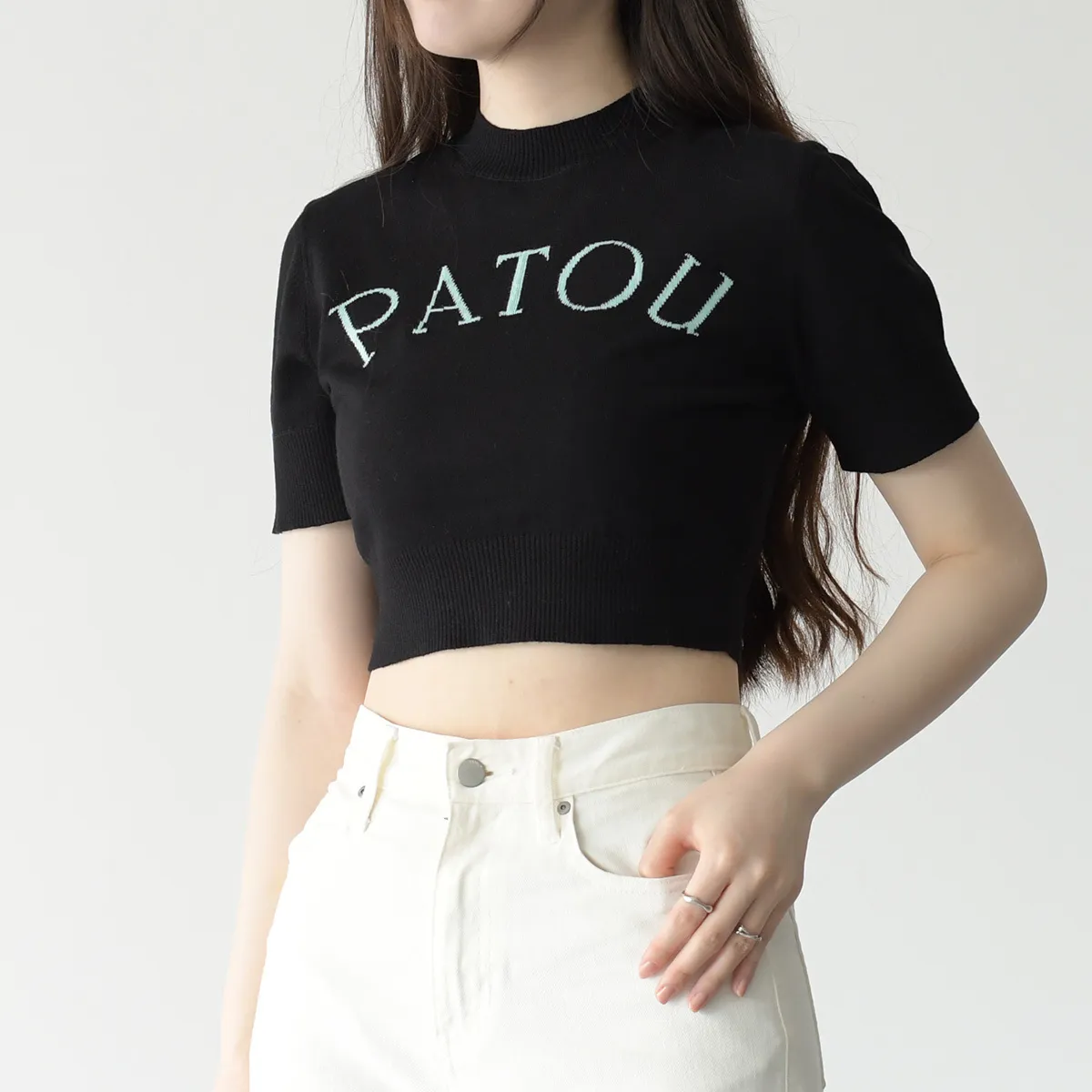 PATOU  |Casual Style Wool Rib Plain Cotton Short Sleeves Logo