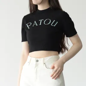 PATOU  |Casual Style Wool Rib Plain Cotton Short Sleeves Logo