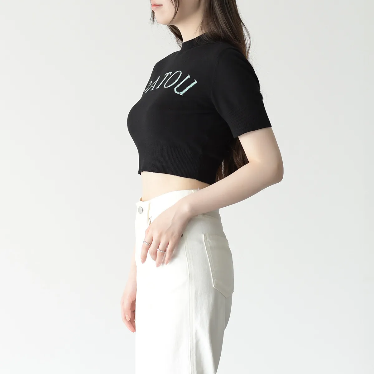 PATOU  |Casual Style Wool Rib Plain Cotton Short Sleeves Logo