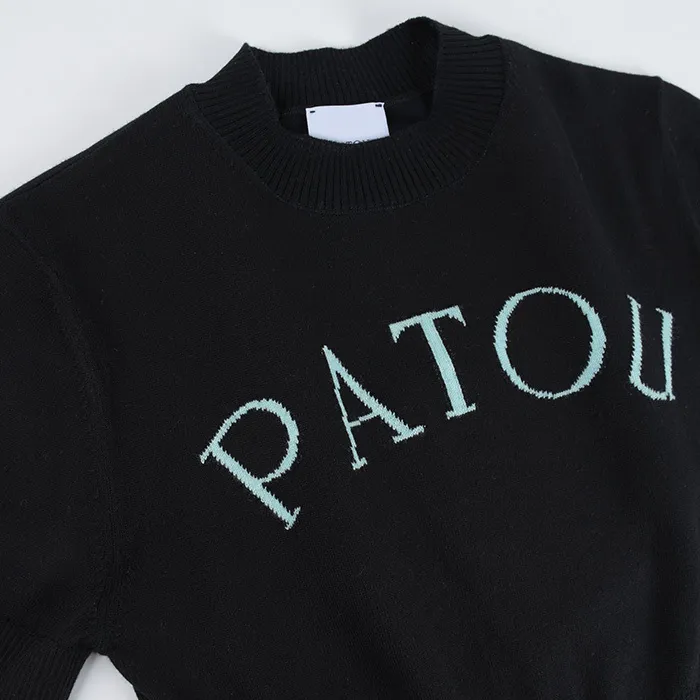 PATOU  |Casual Style Wool Rib Plain Cotton Short Sleeves Logo