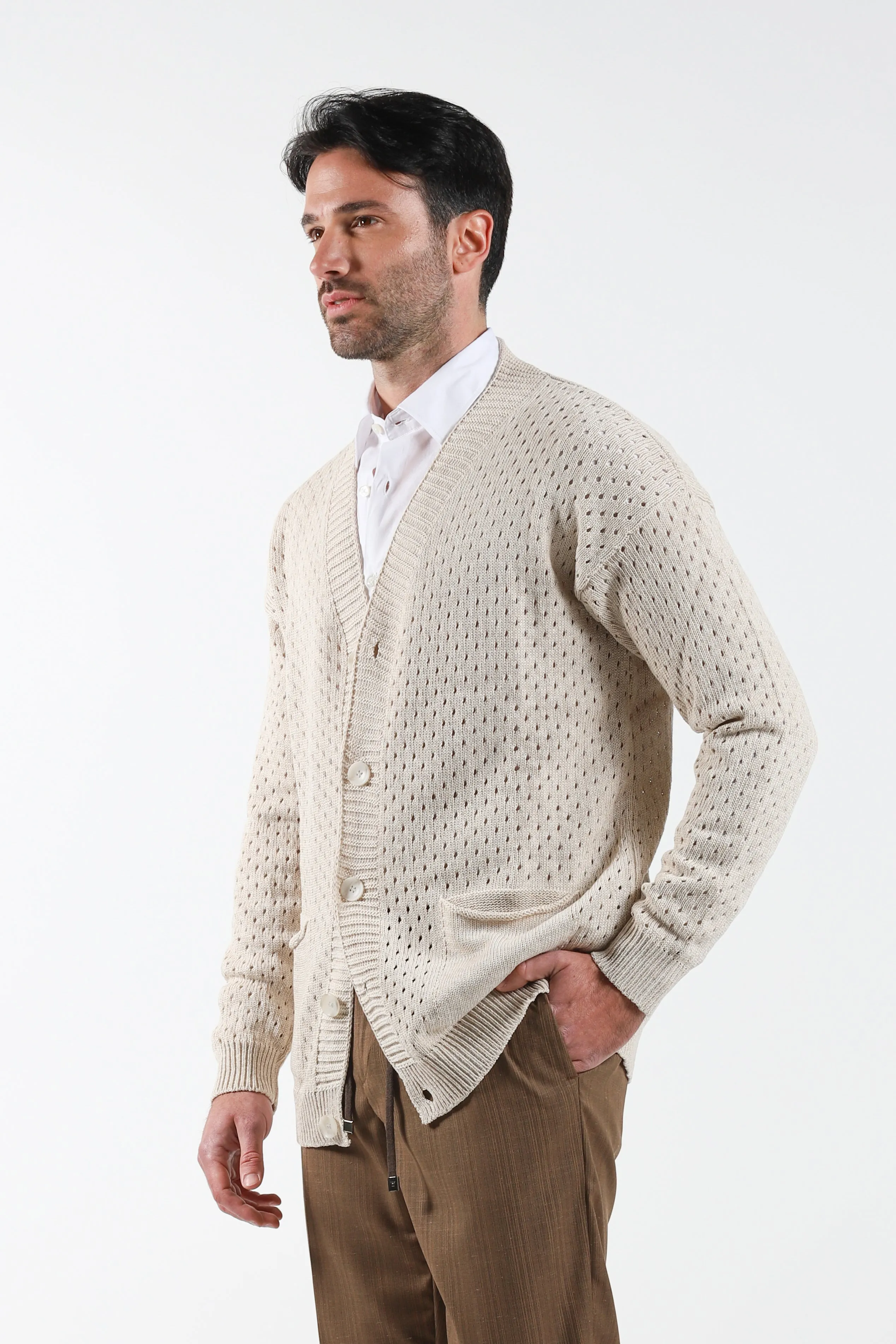 Perforated cardigan - Ivory