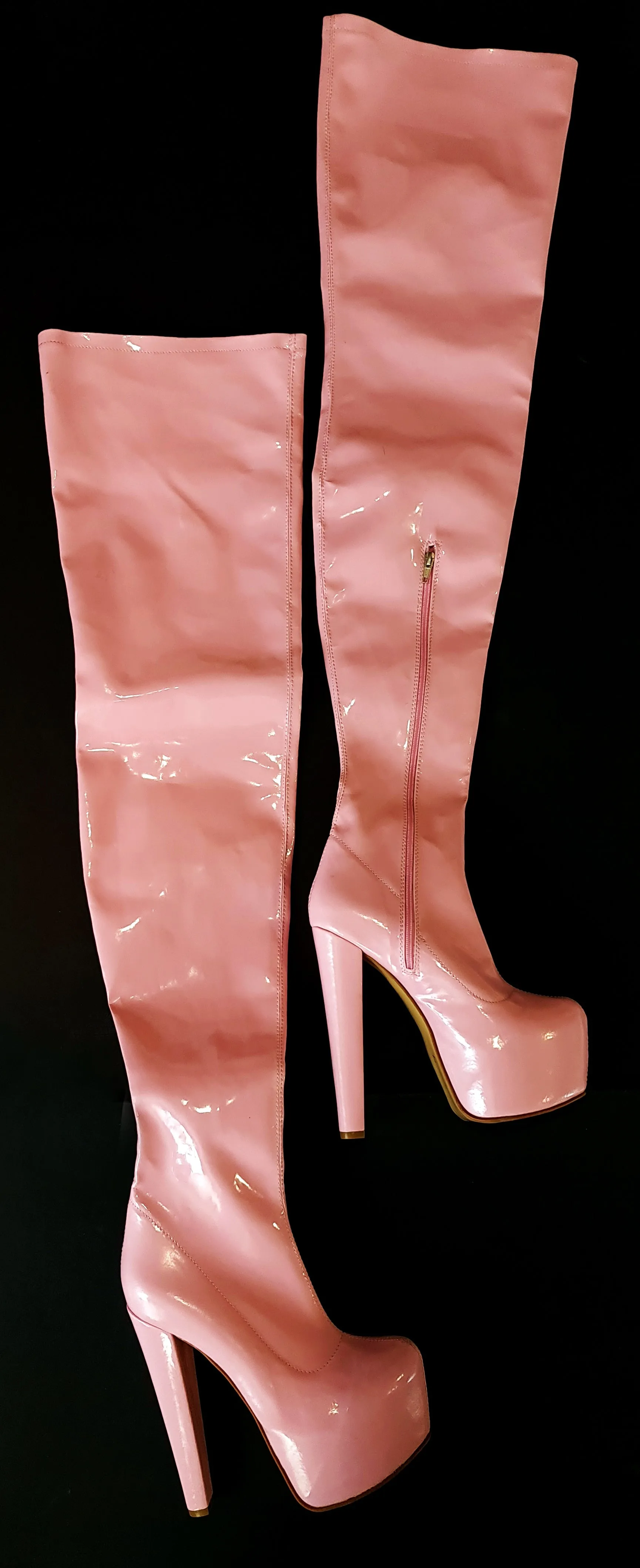 Pink Gloss Over-the-Knee Boots