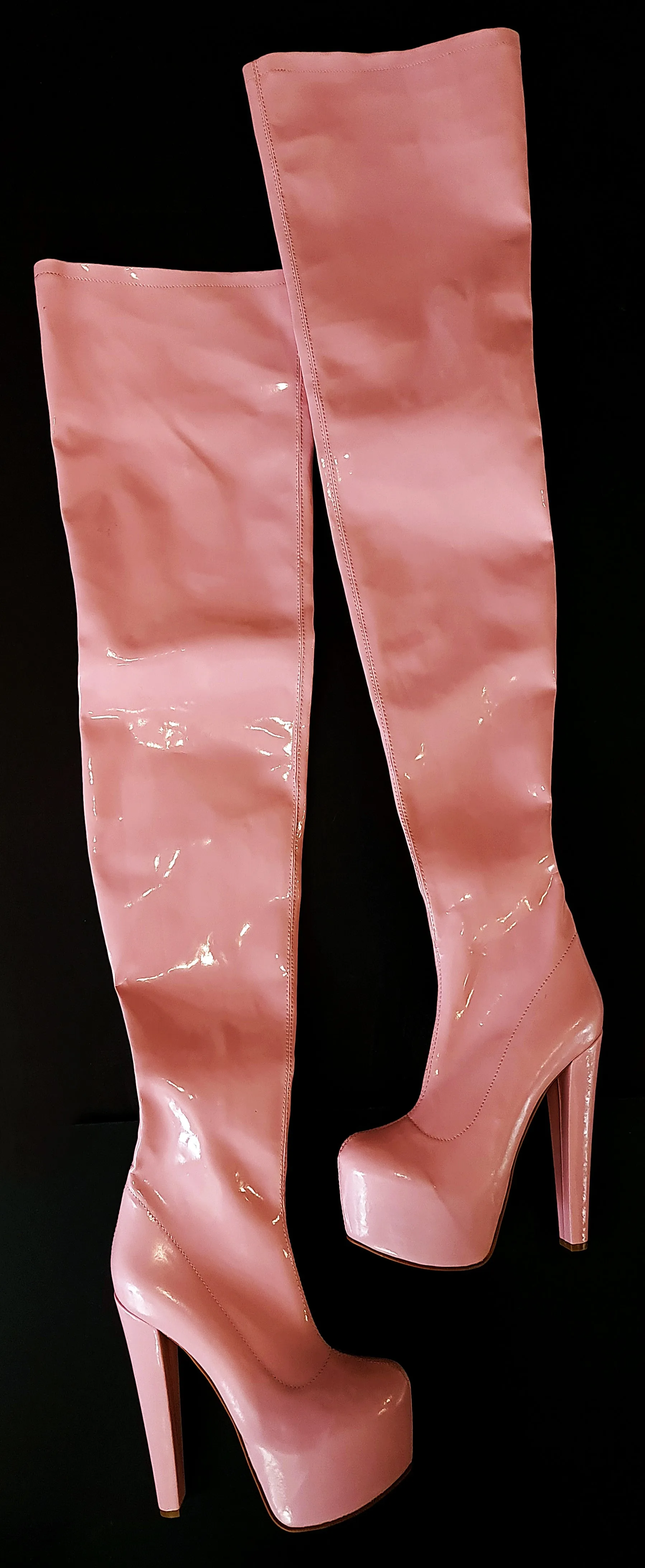 Pink Gloss Over-the-Knee Boots