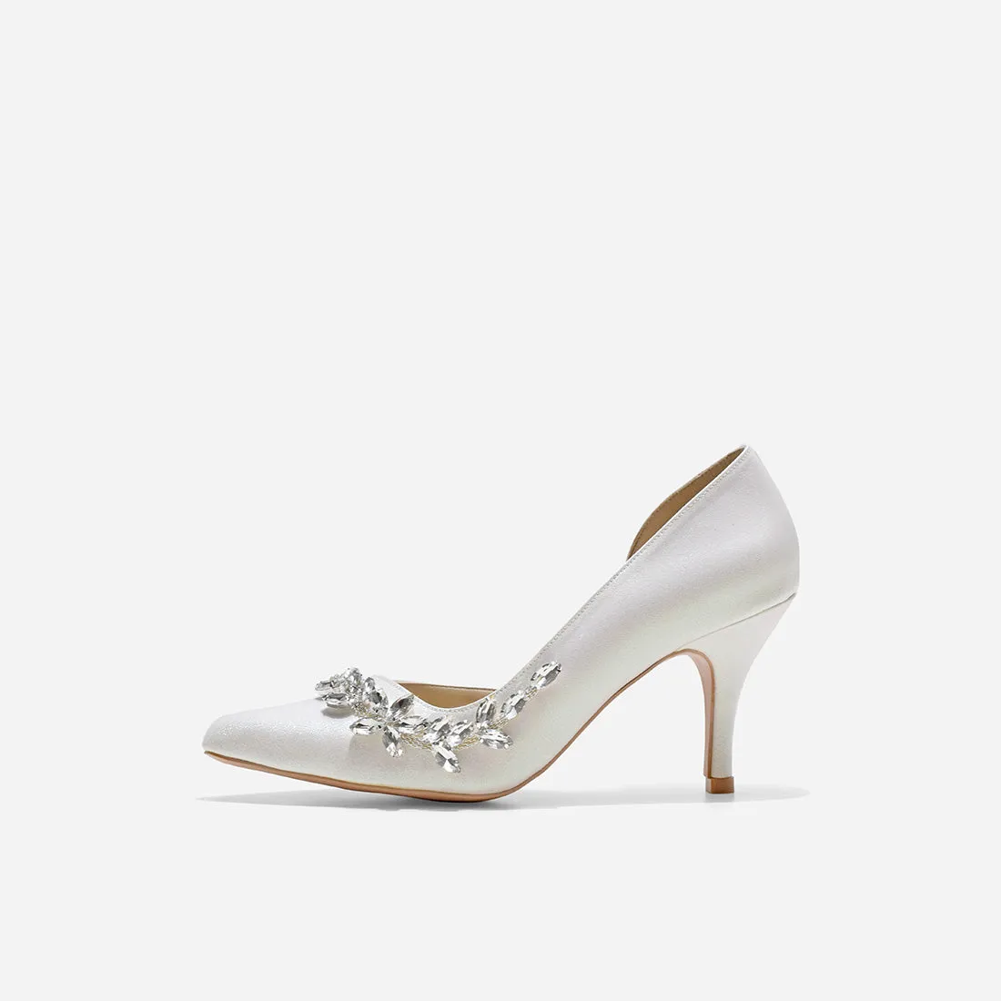 Pluto White Glitter Heels