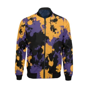 Purple Gold Black Legends Paint Splatter Bomber Jacket - Big & Tall