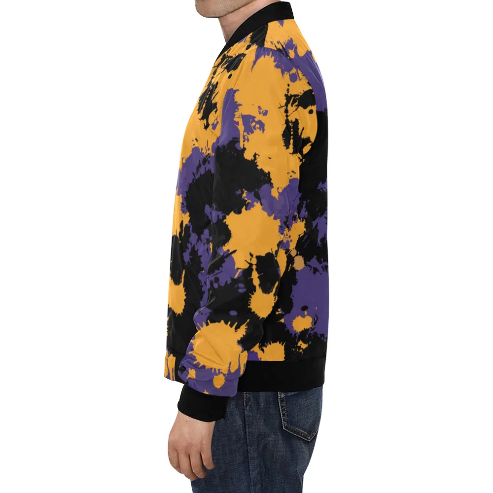 Purple Gold Black Legends Paint Splatter Bomber Jacket - Big & Tall