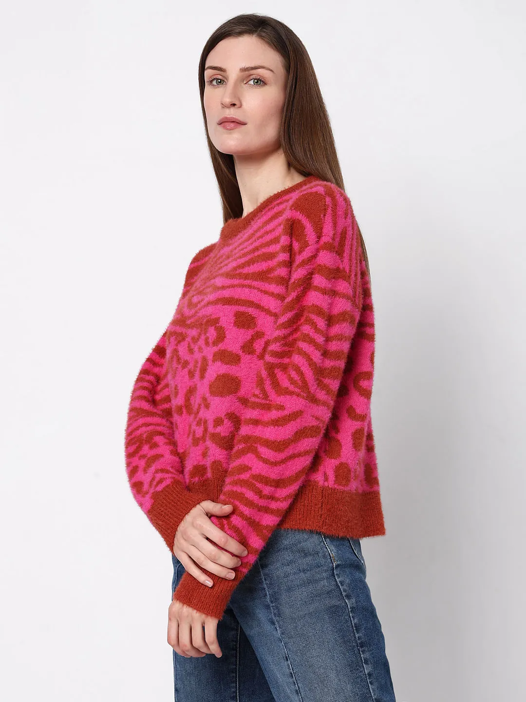 Red & Pink Animal Print Pullover