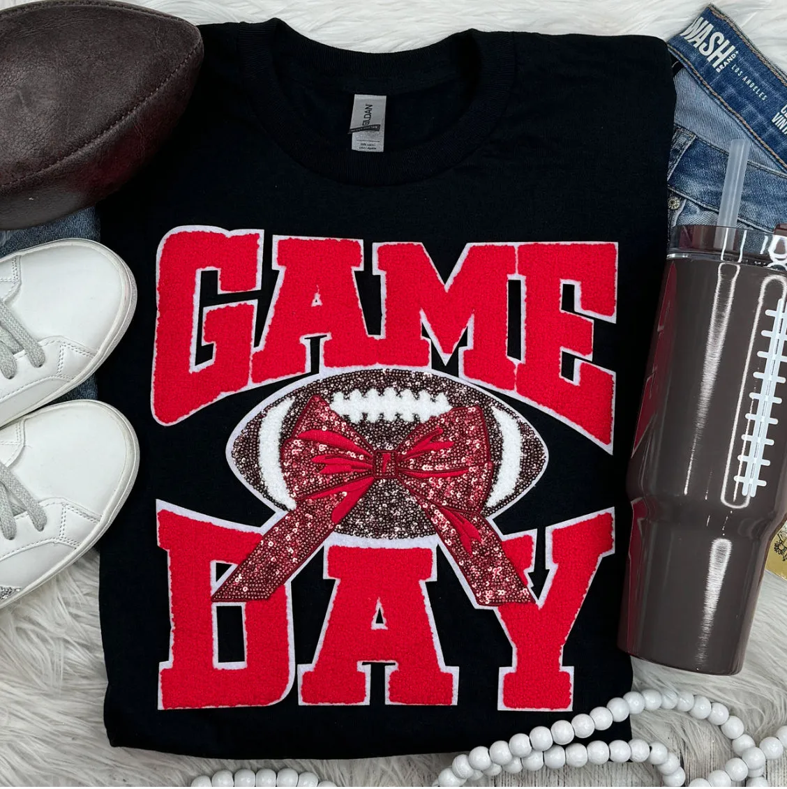 Red Game Day Bow Tee