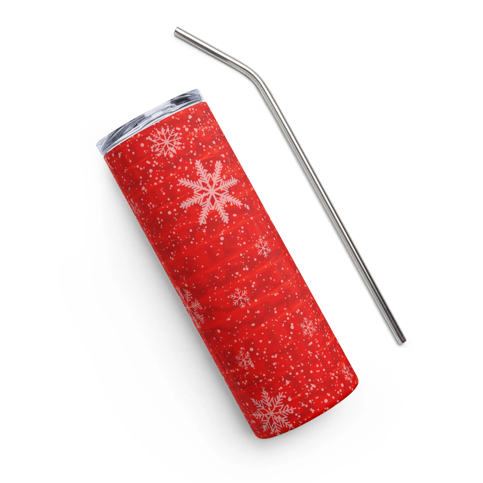 Red Snowflake Tumbler - 20 oz Stainless Steel (Bestseller)