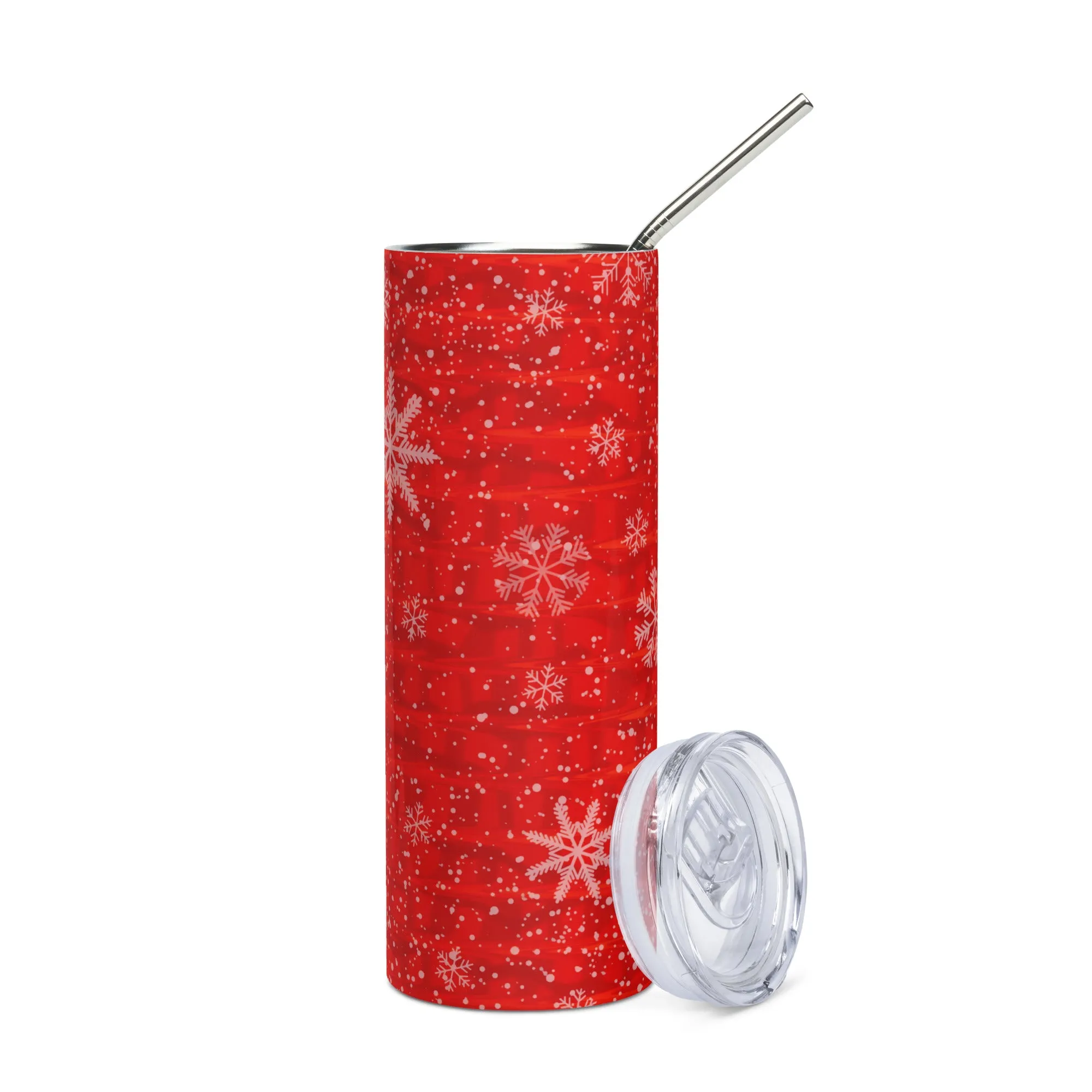 Red Snowflake Tumbler - 20 oz Stainless Steel (Bestseller)