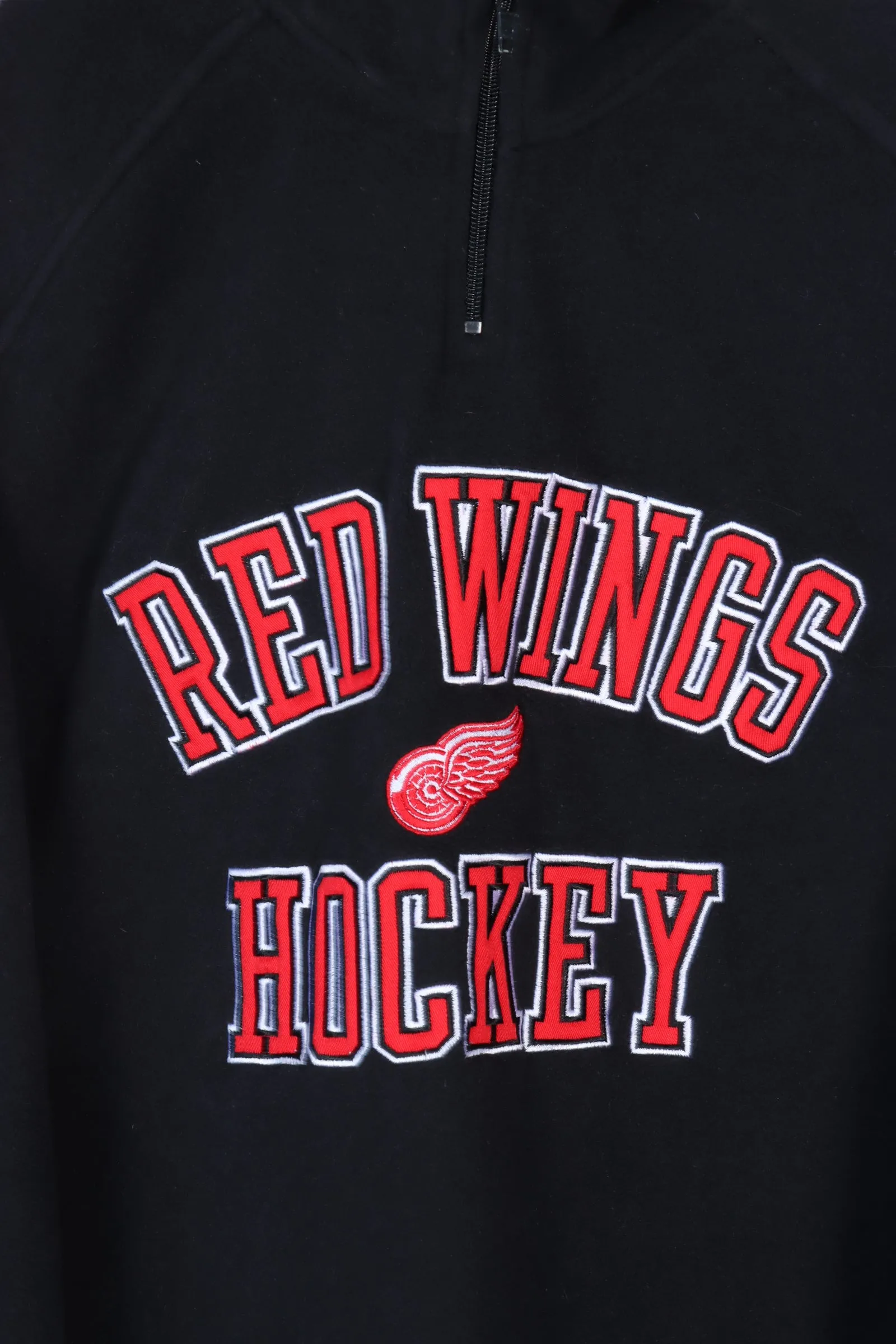 Red Wings Hockey Black & Red NHL 1/4 Zip Fleece (XL) - Reebok