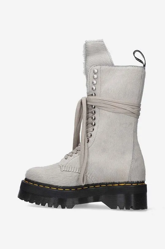 Rick Owens suede biker boots Fur Boots x Dr. Martens women's gray color