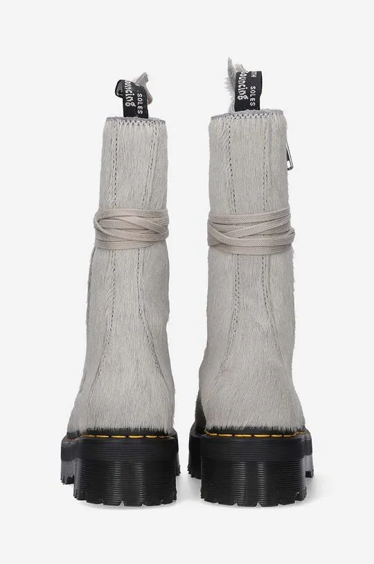 Rick Owens suede biker boots Fur Boots x Dr. Martens women's gray color