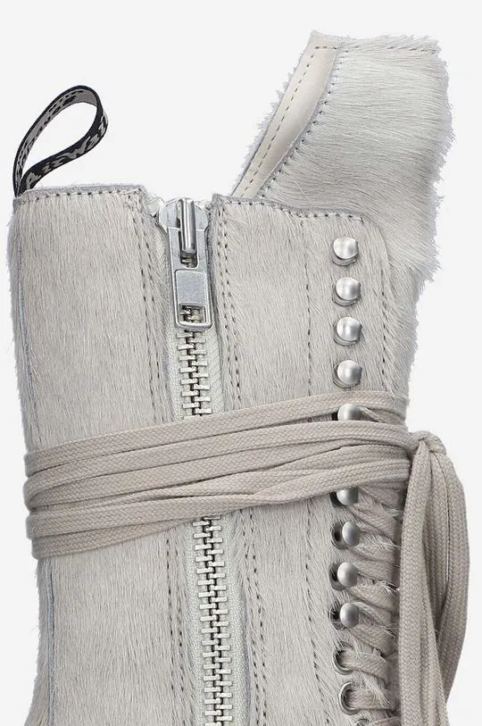 Rick Owens suede biker boots Fur Boots x Dr. Martens women's gray color