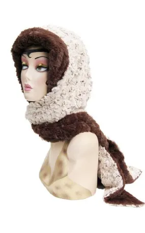 Rosebud Brown Chocolate Faux Fur Hooded Scarf