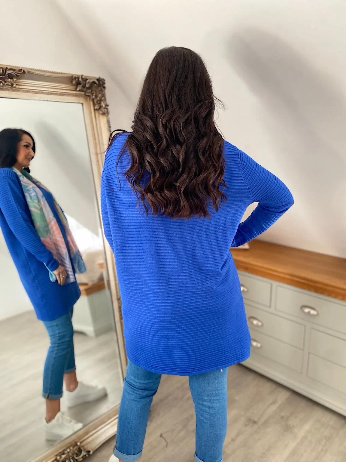 Royal Blue Long Line Ribbed Jumper Dress