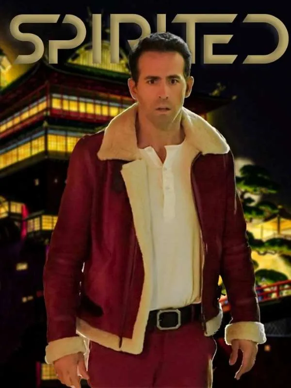 Ryan Reynolds Spirited Shearling Leather Jacket