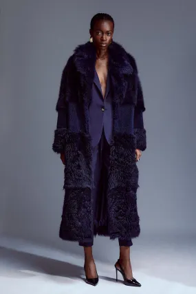 Shearling Mix Panel Maxi Coat | Karen Millen