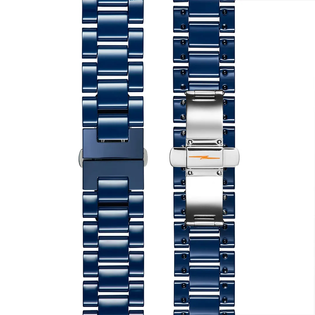 Shinola Canfield Sport Chronograph Watch - Blue Mother of Pearl Dial, Cobalt Blue Ceramic Bracelet - 40MM