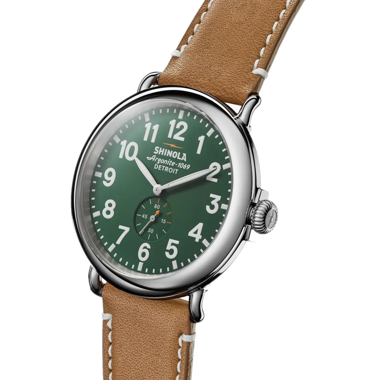 Shinola Runwell Watch Green Dial Maple Leather Unisex S0110000038