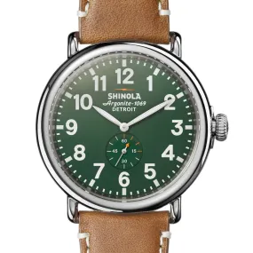 Shinola Runwell Watch Green Dial Maple Leather Unisex S0110000038