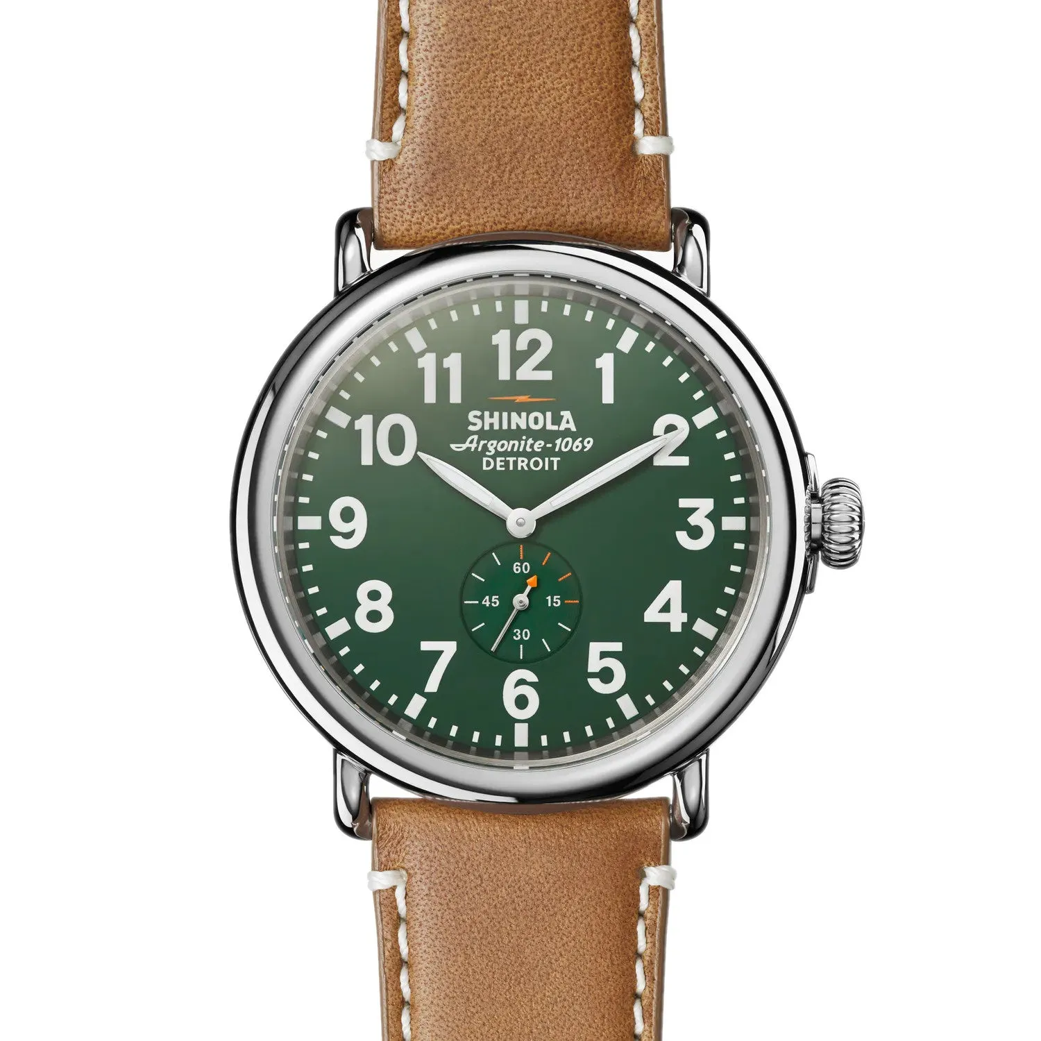 Shinola Runwell Watch Green Dial Maple Leather Unisex S0110000038