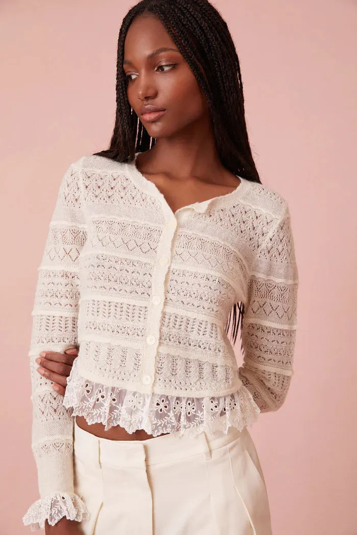 Shop Loveshackfancy Norden Cardigan Cream - Limited Stock!