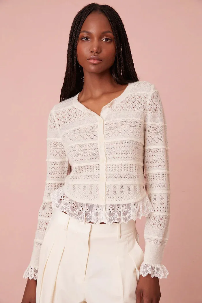 Shop Loveshackfancy Norden Cardigan Cream - Limited Stock!