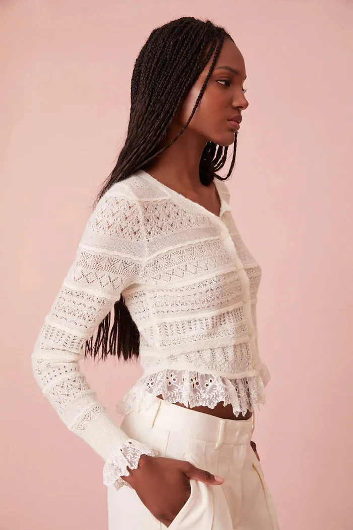 Shop Loveshackfancy Norden Cardigan Cream - Limited Stock!