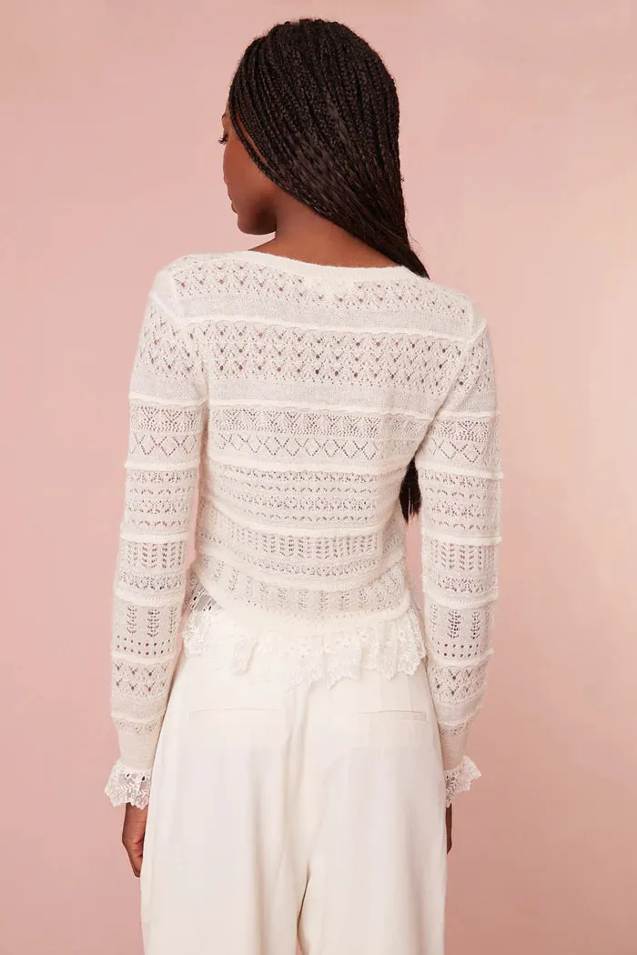 Shop Loveshackfancy Norden Cardigan Cream - Limited Stock!