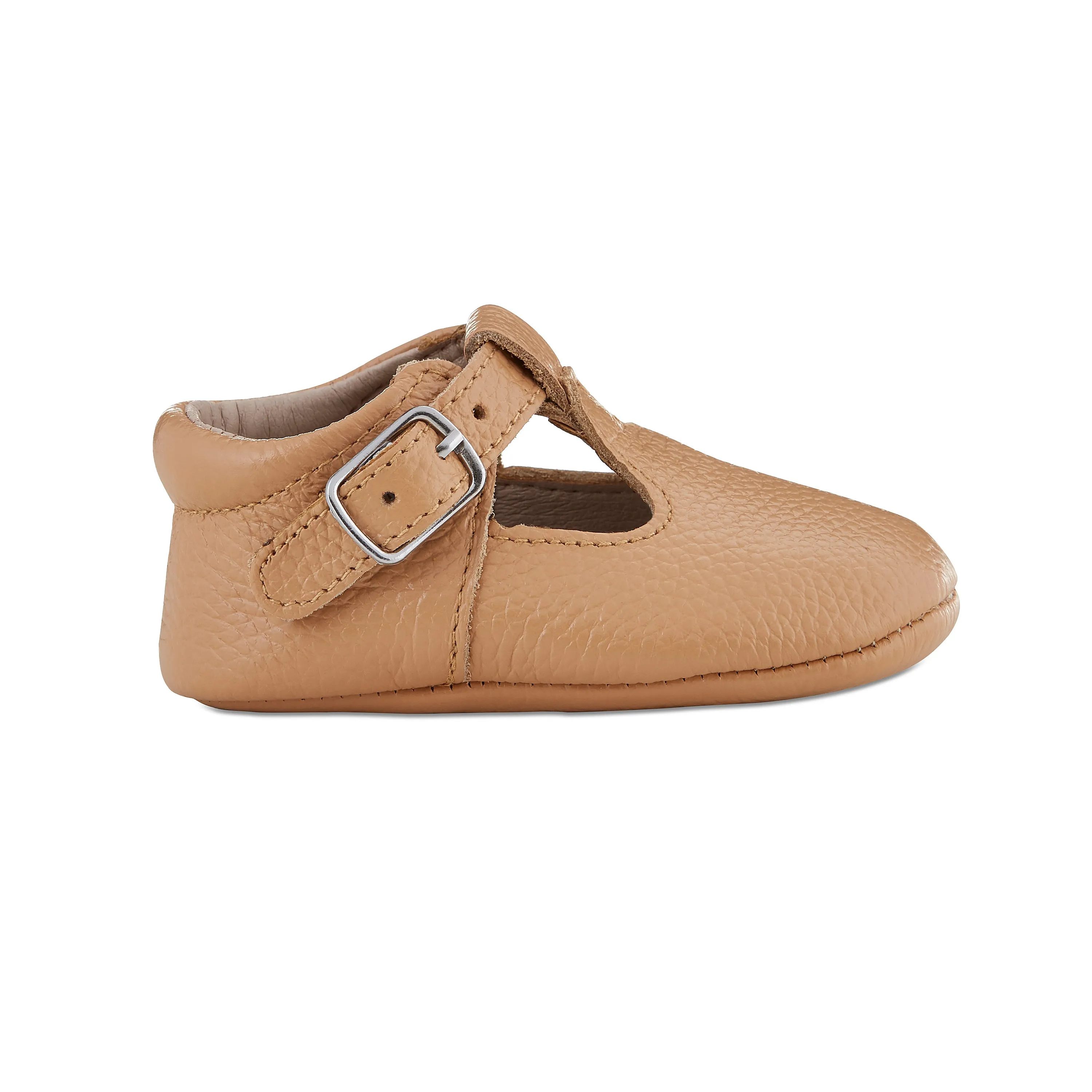 Soft-Sole Leather Mary Jane Moccasins - CARAMEL - Women's Slip-On Shoes