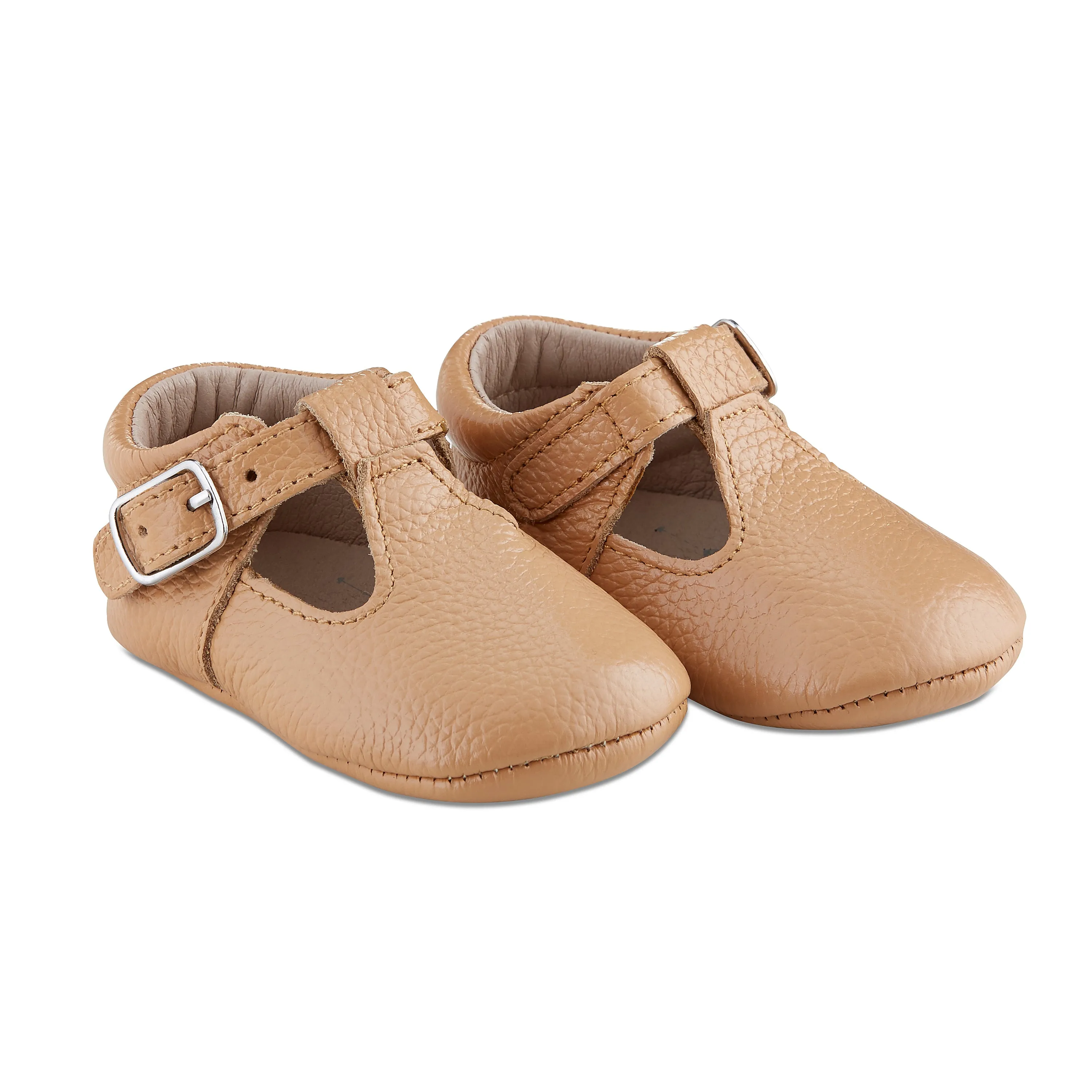 Soft-Sole Leather Mary Jane Moccasins - CARAMEL - Women's Slip-On Shoes