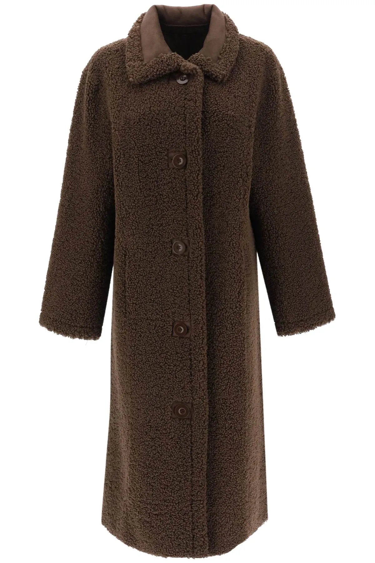 Stand studio 'kenca' reversible eco-shearling coat 61704 9010 EBONY BROWN