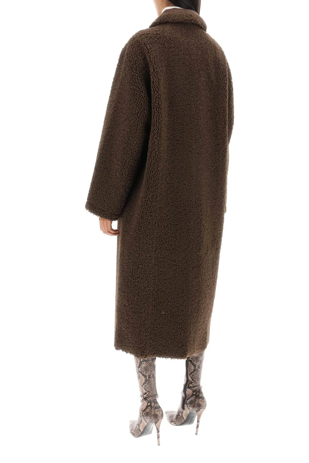 Stand studio 'kenca' reversible eco-shearling coat 61704 9010 EBONY BROWN