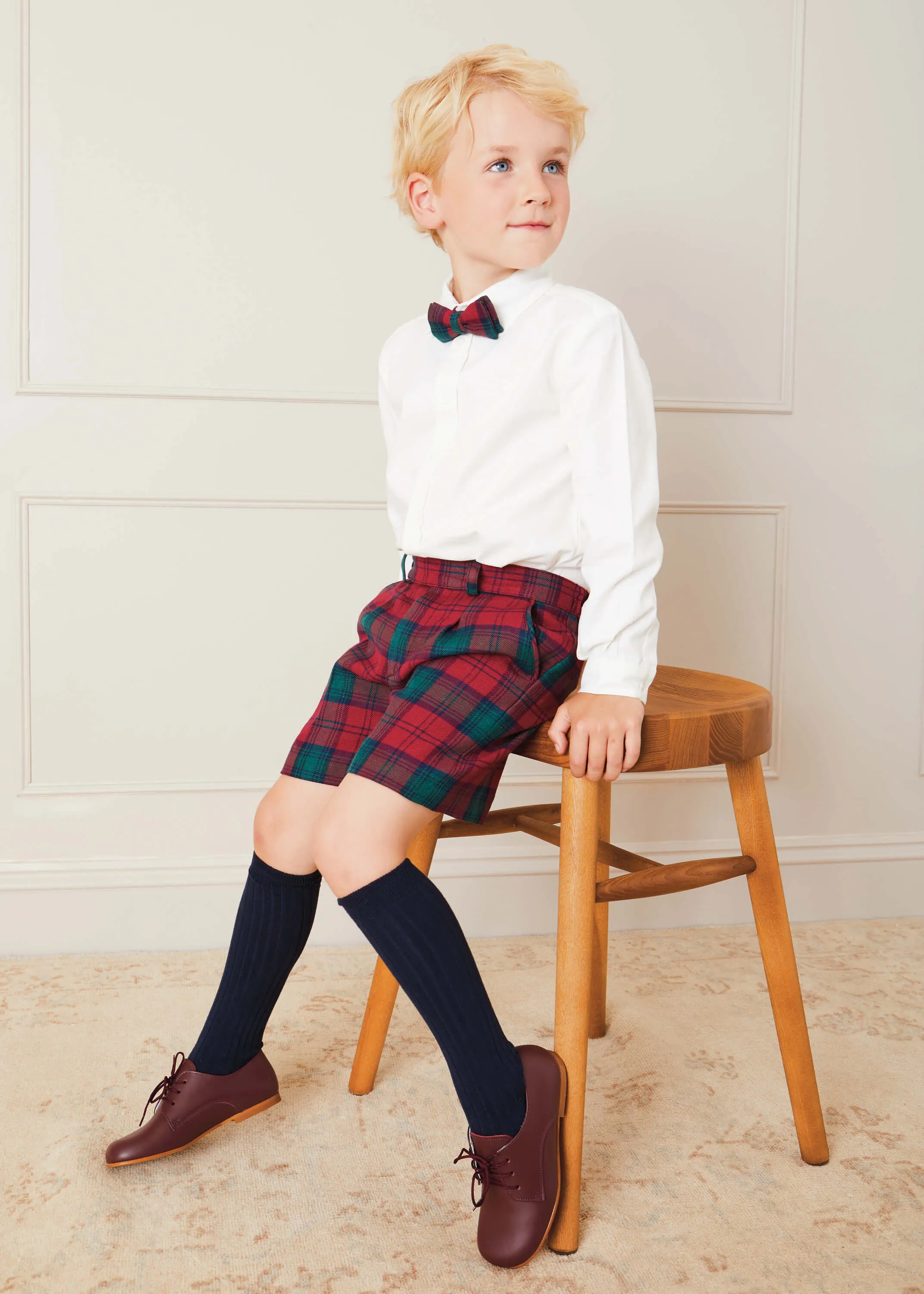 Tailored Tartan Shorts In Red (4-10yrs)