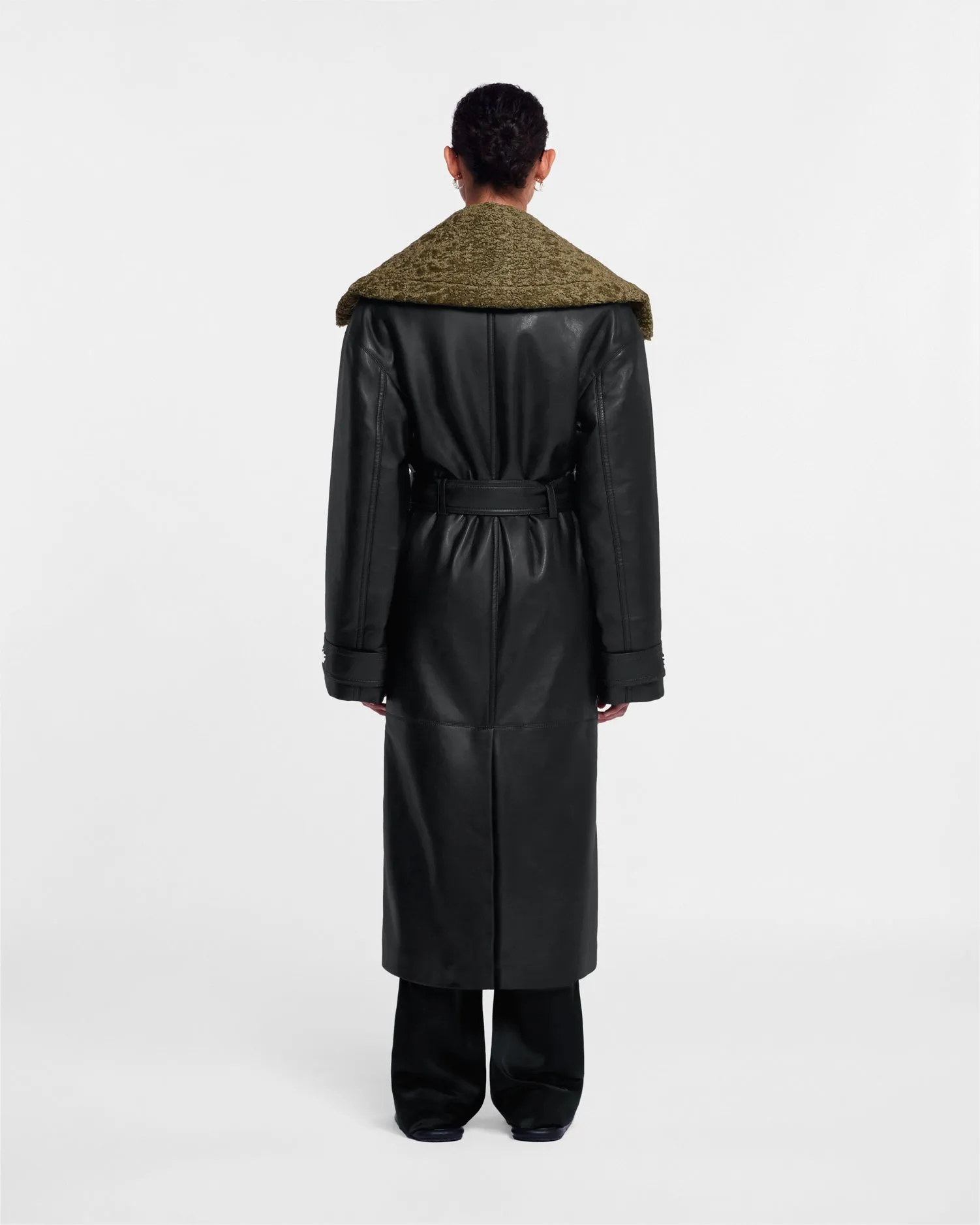 Travis - Sale Faux Shearling Belted Coat - Black