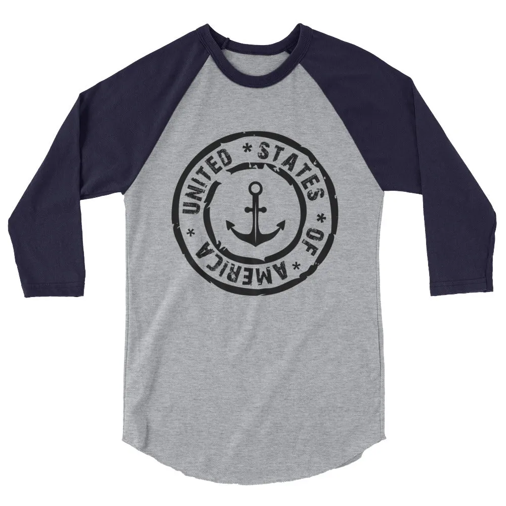 USA Designs - 3/4 Sleeve Raglan Shirt - Anchor.