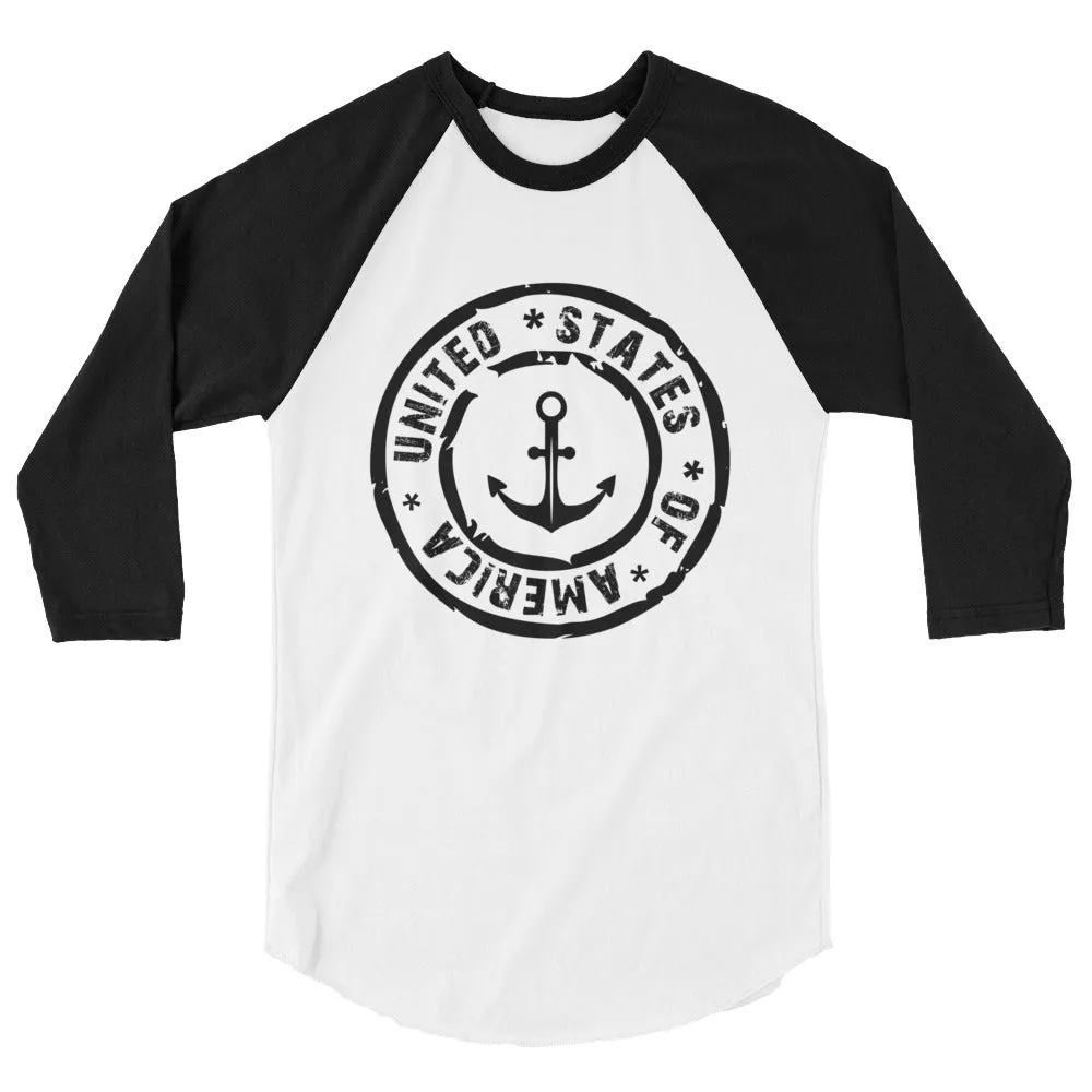 USA Designs - 3/4 Sleeve Raglan Shirt - Anchor.